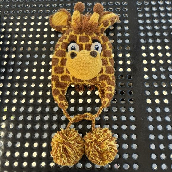 Andes Gift Giraffe Knit Winter Hat‎ Pom-Poms For Kids Acrylic Alpaca Blend OS - Picture 1 of 8